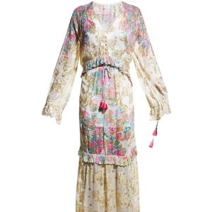 HEMANT & NANDITA Metallic Maxi Tassel Kaftan Dress